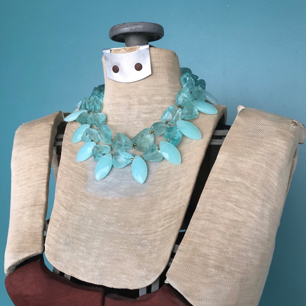 Mint Turquoise Chunky Collar Statement Necklace - image 2